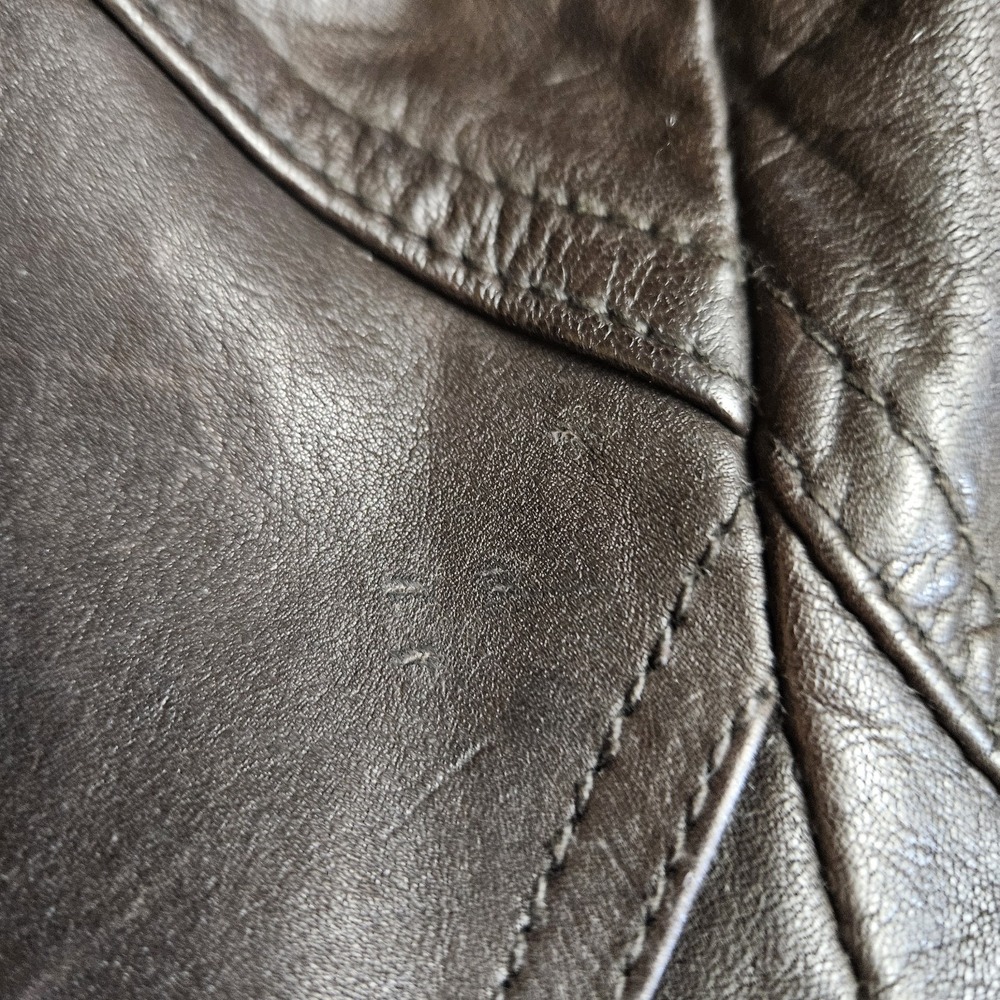 GUESS 100% Leather Jacket Women's Size M Brown Moto Asymmetrical Zip Soft - Picture 3 of 12